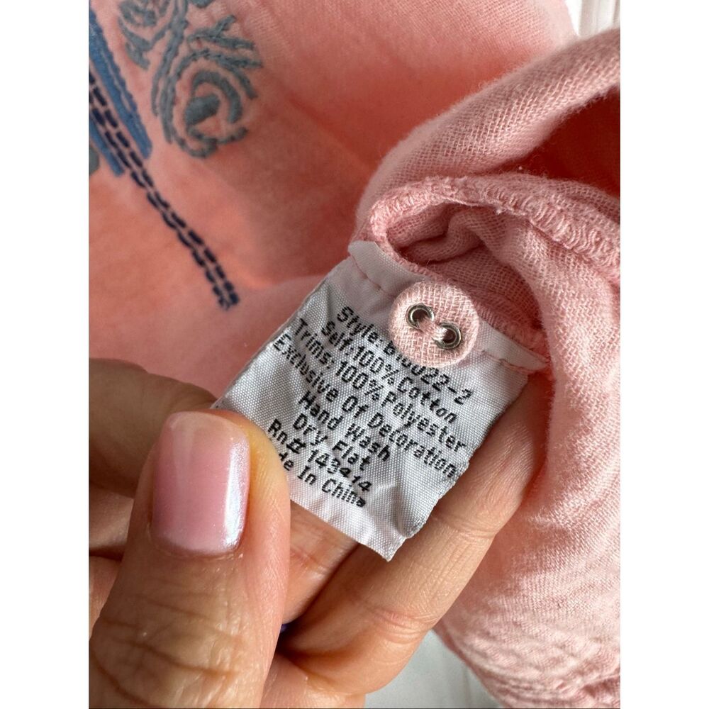 Johnny Was Womens Pink Embroidered Gauze Size L - Picture 3 of 4